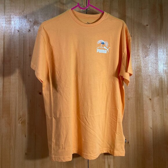 NEW! PUMA MID 90S XL Extra Large Boys Graphic Print T-Shirt Tee Shirt Orange - Picture 1 of 9